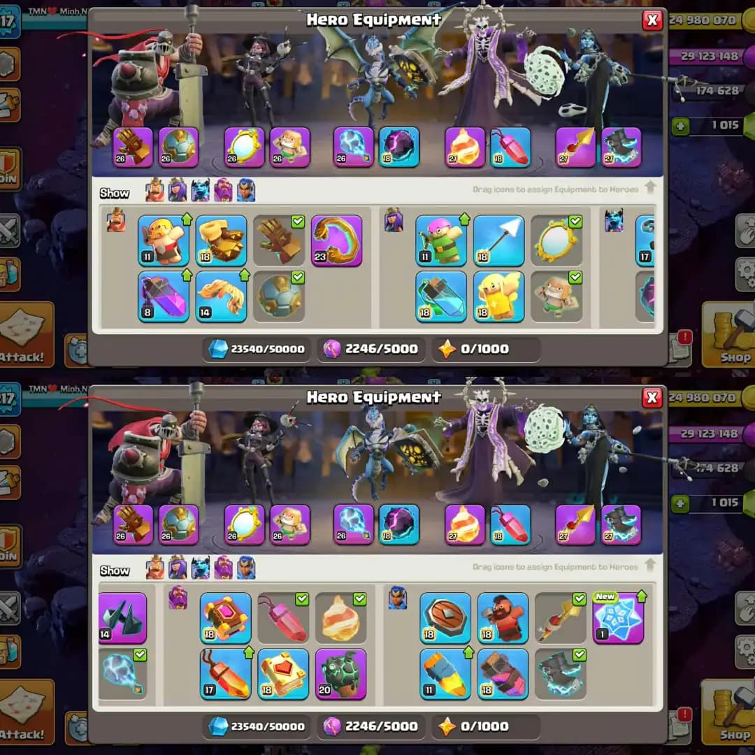 【Demanded Cosmic Set】➽Th18 Full Max➽【Hero➾105/105/80/55】➽12 Gear Epic Max➽Very Rare Account➽Full Ownership➽Instant Deliver➽