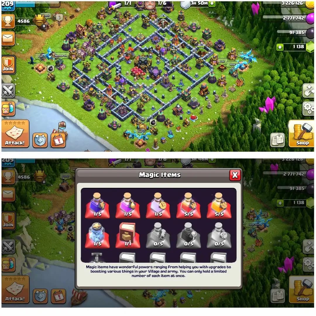 Th17 Super Account➤➤Heros:72-85-56-50-31➤➤7 Epic Equipment➤➤4 Epic Almost Max➤➤6th Builders➤➤1200 Gems➤➤Exp:209