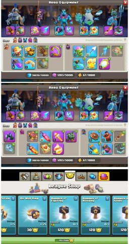 [Cheapestl TH 18 ➤3 HERO MAX ➤Max Equipments ➤Heros: 100/105/82/80/55 ➤20× Hero Skin ➤280+ Cwl Madel [QUICKLY DELIVERY]