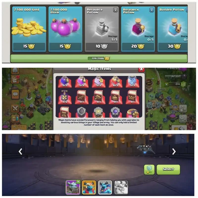 [6 Epic Max]➤➤11 Epic Equipment➤➤Th18 5Heroes with wall max➤➤16 Heroes Skin➤➤WS 4429➤228 Cwl medals➤Lots of magic items