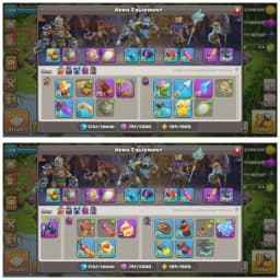 [6 Epic Max]➤➤11 Epic Equipment➤➤Th18 5Heroes with wall max➤➤16 Heroes Skin➤➤WS 4429➤228 Cwl medals➤Lots of magic items