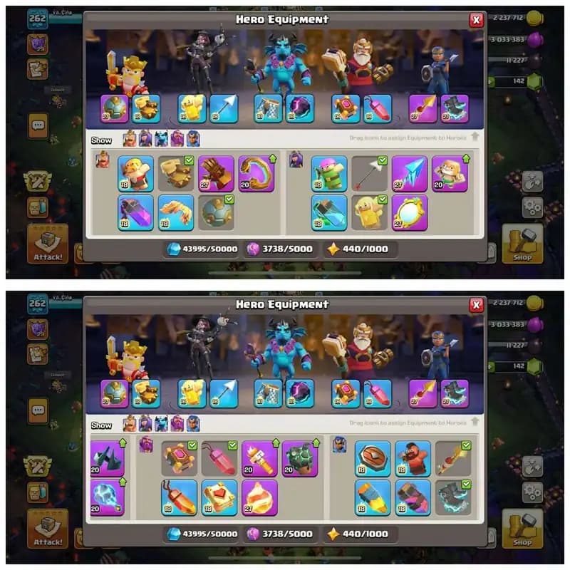 [13 Epic Equipment]➤➤7 Epic Max➤➤Th18 5Heroes with wall max➤➤895 Cwl medals➤➤Exp:162➤➤Lots of magic items | Full Access