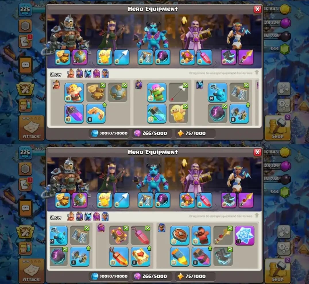 Th-18 Near Max ➪4 Heros Max ➪105-105-80-55➪Walls Max ➪Defence Near Max ➪ Snow Day Scnnery ➪ High Epic Equipment ➪Nc Yes Available