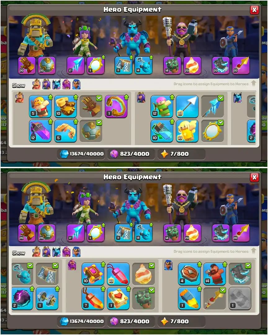 [6 EPIC 20 LVL] BEST OFFER | TH17 NEAR MAX | NC FREE | HEROES: 65-81-39-58-30 | FULL MAGIC ITEMS | GOLDEN WALL | HIGH DFC | XP-150 | FULL ACCESS