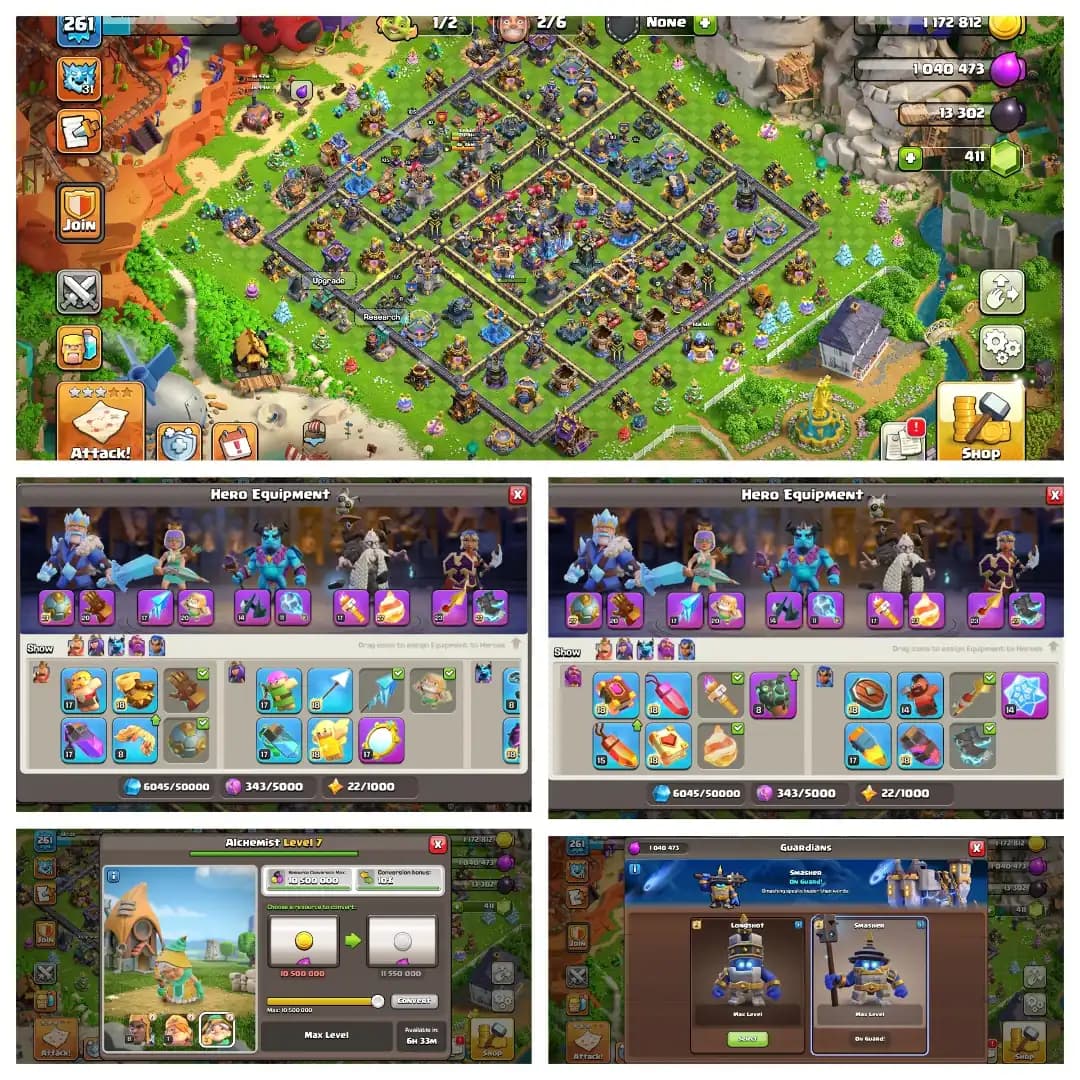 [Super Deal] Th-18 Fully Max➤Heroes: 105/105/93/80/55 ➤13 Epic(3 max) ➤Defence/wall max ➤3 epic scenery ➤Nc-1k | Full Access | Best Deal