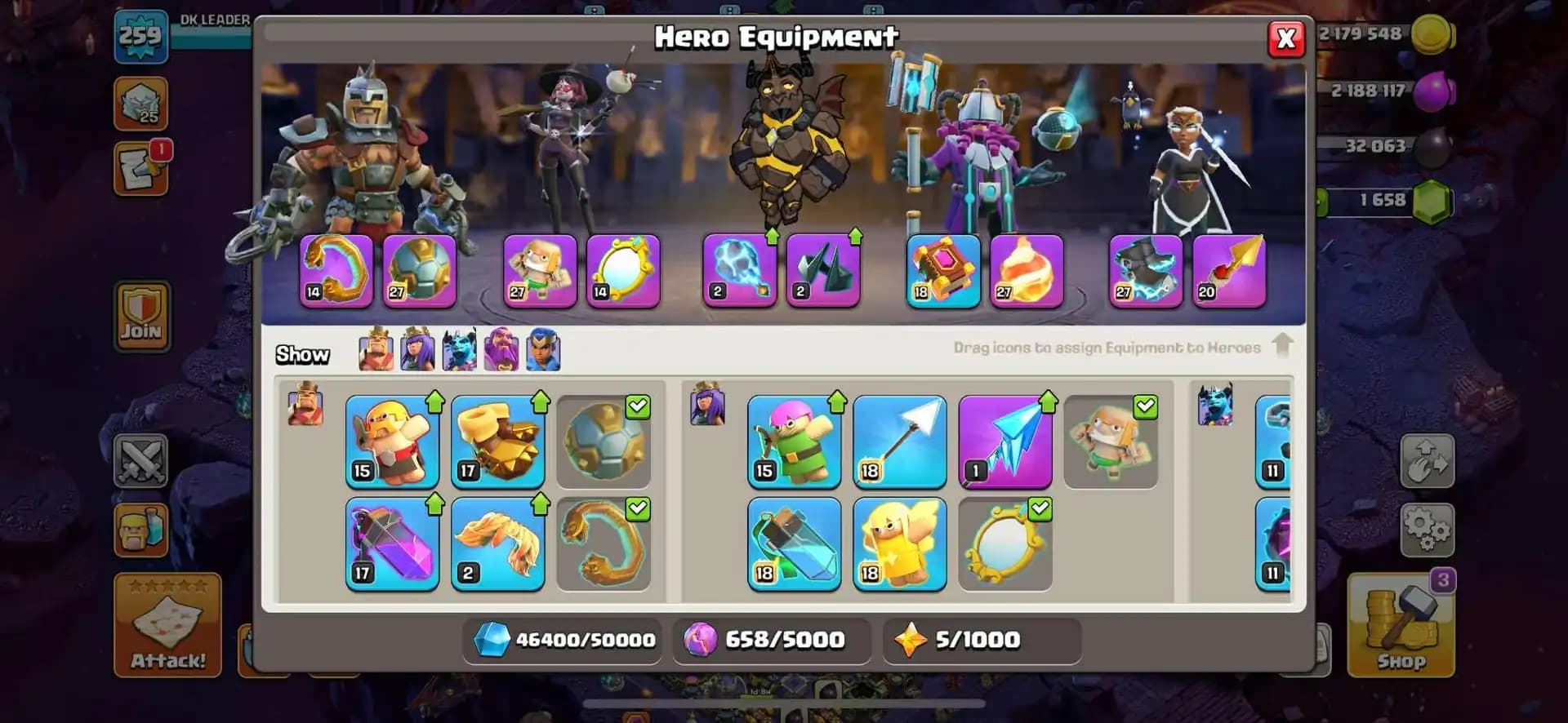 [Super Deal] Th18 Near Max | Good hero | 4 epic max | Heroes: 100-100-85-75-50 | Max Type Wall | Xp-259 | Paid Scenery | Full Access | High Dfc