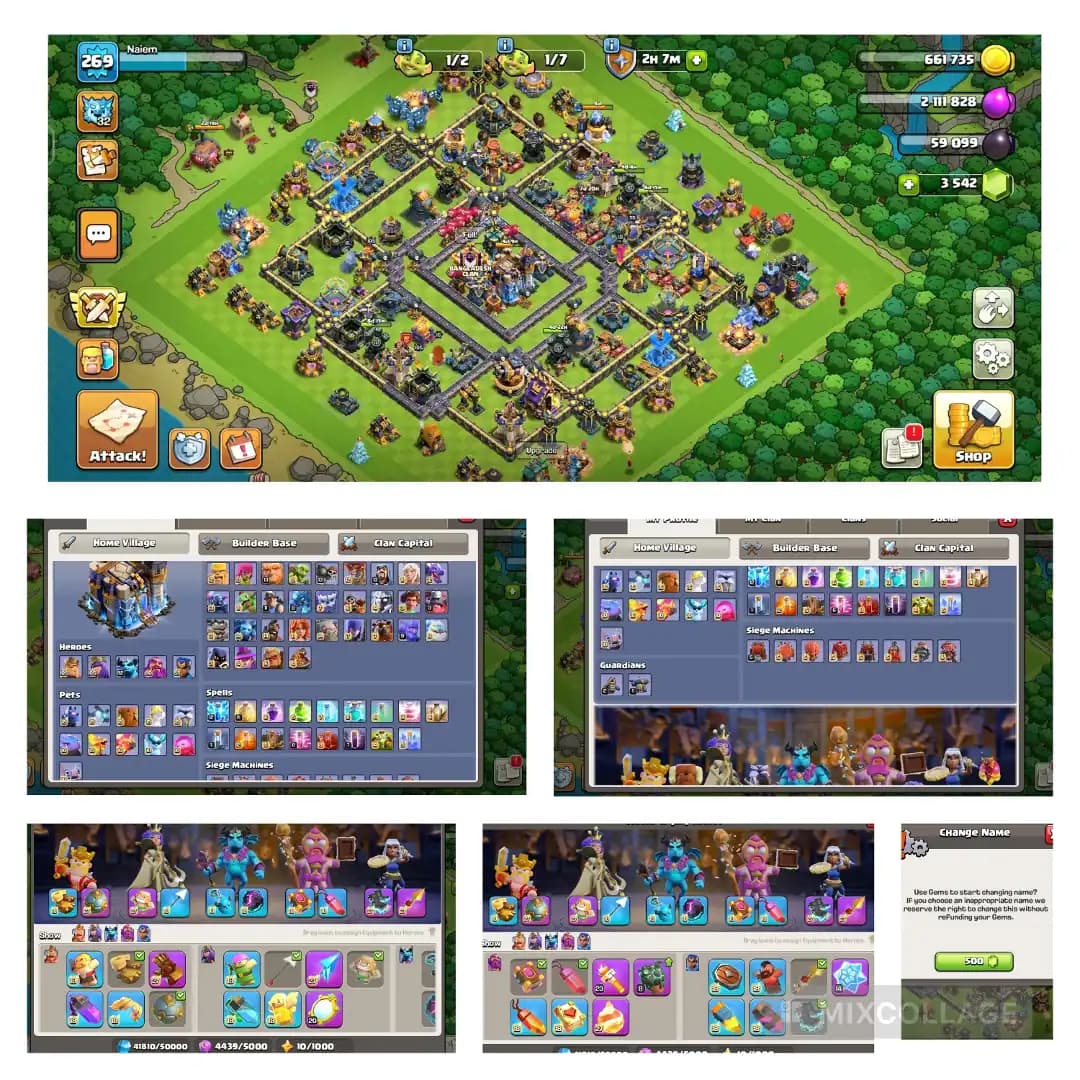 th-18 Fully Max _ Max heros: 105 105 95 80 55 _ 8x Equipment Max _ Max Wall _ war star 5010 _ Xp-269 _ gems 3552 _ NC 500 _ builder Full max