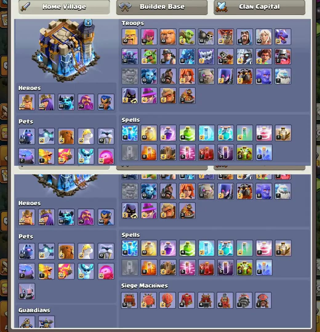 [All Wall Max]✪Th18 Near Max ✪[Hero➾105/105/80/75/50] ✪[Global Rarest Equipment Max] ✪Very Rare Account ✪Full Ownership✪Best Deal