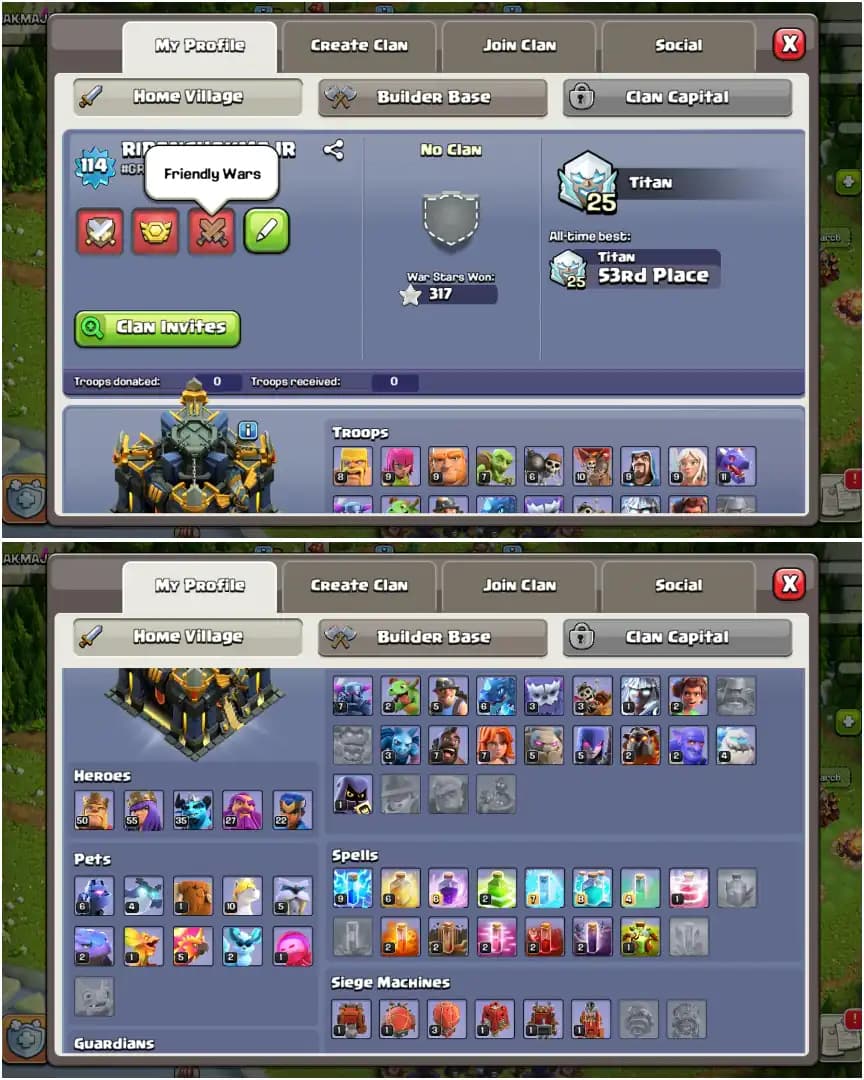 [Super Cheap Price] Th17 3 Star | 10x Pets | 9x Equipment [4100 Gems] Heroes: 50-55-35-27-22 | All Epic | Dark And Golden Wall | Nc Yes | Full Access