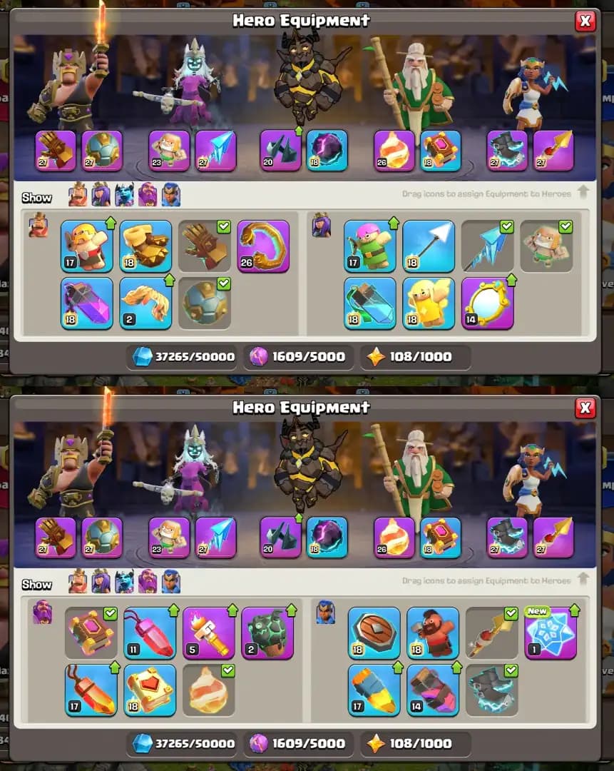 Th18 Fully Max ➤5 Heros 100% Max ➤9 Epic Equipments Max ➤XP-260 ➤Wall Max ➤Base+Profile Max ➤BH-Max ➤Best Skins+Scenary | Full Access
