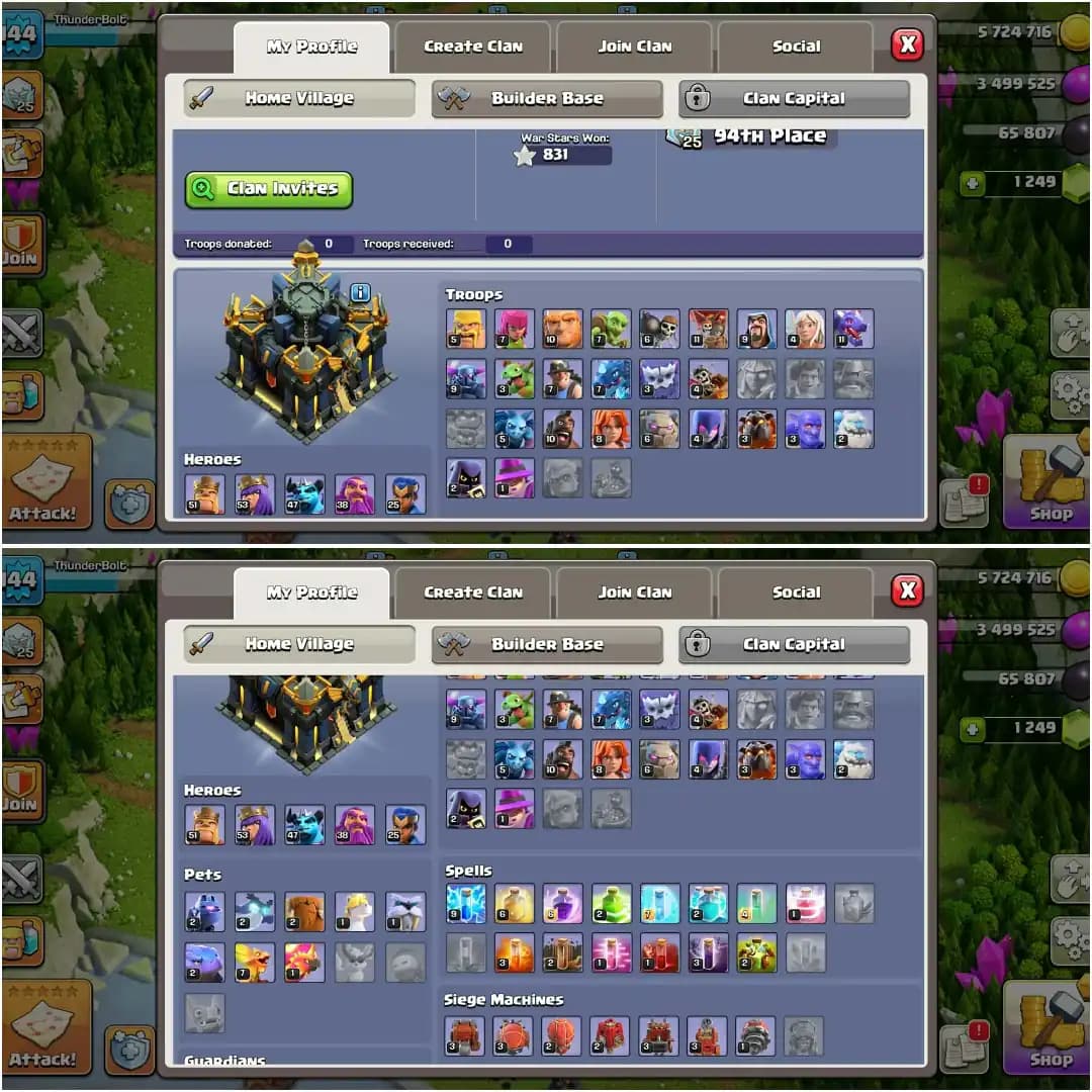 CHEAPEST✦TH 17 DONATIONS✦OP BASE✦HERO|51|53|47|38|25✦WOW PROFILE✦VERY HIGH DFC✦VERY GD EPIC✦LOST OF MAGIC ITEM✦8 PET AND 7 SIEGE HIGH LEVEL
