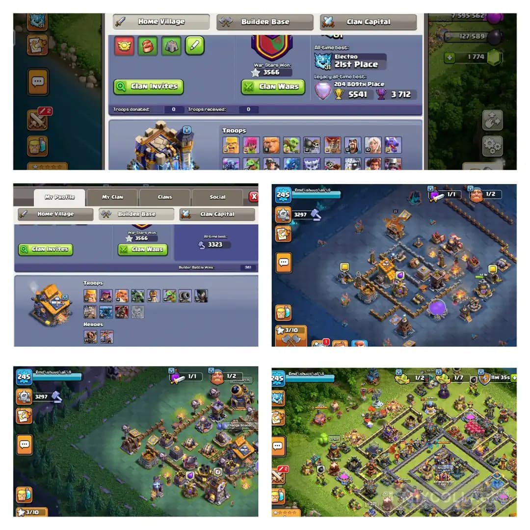 Th-18 Max type - Heros 100 105 91 80 55 - Wall Max Equipment Max - War star 3566 - Nice profile - Xp 245 - Buyer Email -Full Safe - B.B Max