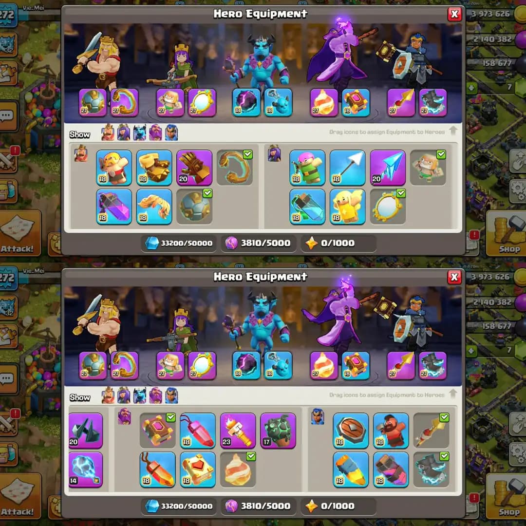 【34➾34 Equipment Max】➤Th18 Fully Max➤【Hero➾105/105/95/80/55】➤Rare Xp➾272➤Best Scenery & Skin➤Max Profile | Full Access➤Instant Delivery➤