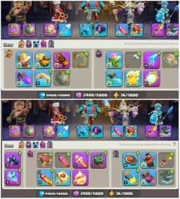 [14 Epic Equipment]➤➤Th18 Amazing Account➤➤Heros:100-103-90-75-50➤➤28 Skins 8 Scenary➤➤4k Gems➤➤Xmasa Tree Collection
