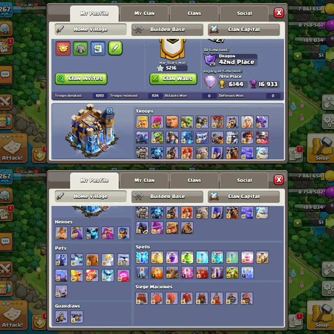 【78 Global Rank➜13 Epic Max】✦Premium Th18 Max✦【5 Hero Max➜5200 War Star】✦Xp➾267✦Nothing Left Upgrade✦Full Ownership✦