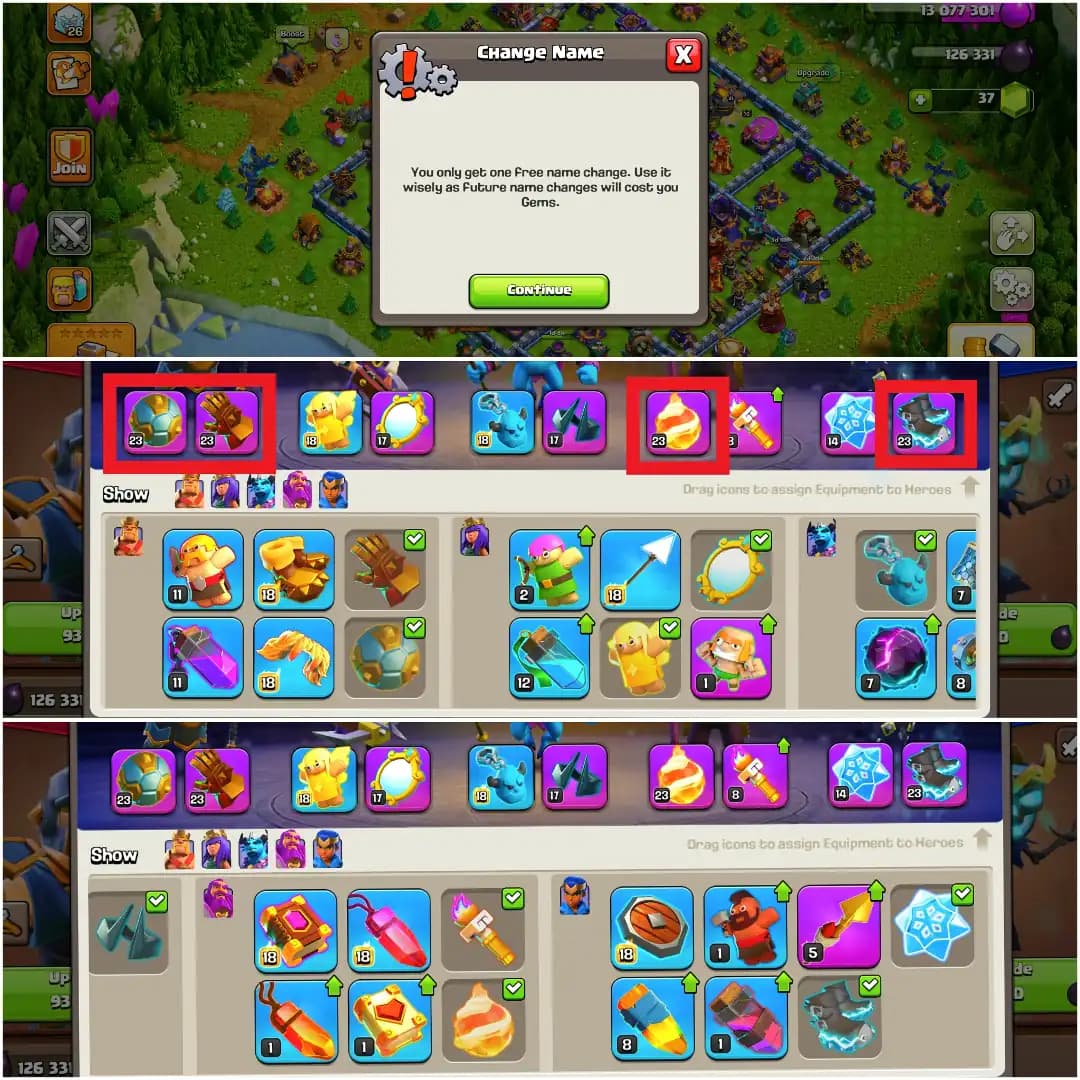 [Best Deal] Th17 Great Account [4 Epic Lvl 23] [Nc Free] Heroes: 55-70-30-36-20 | High Defence | Profile Unlock | Xp-159 | Blue Wall | Full Access