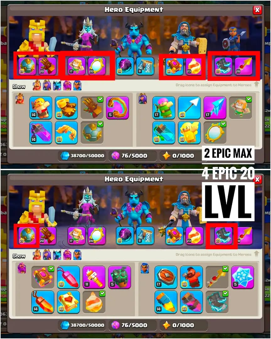 [[VERY BEST DEAL]] TH18 NEAR MAX | MAX DFC [2 EPIC MAX+ 4 EPIC 20 LVL] HEROES: 100-100-67-75-52 | 10X SKIN | XP-224 | HIGH WALL | FULL ACCESS
