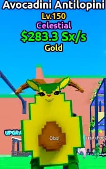 🌊ESCAPE TSUNAMI🌌 [Celestial Gold Avocadini Antilopini] Level MAX♨️ Money 283Sx/s💰