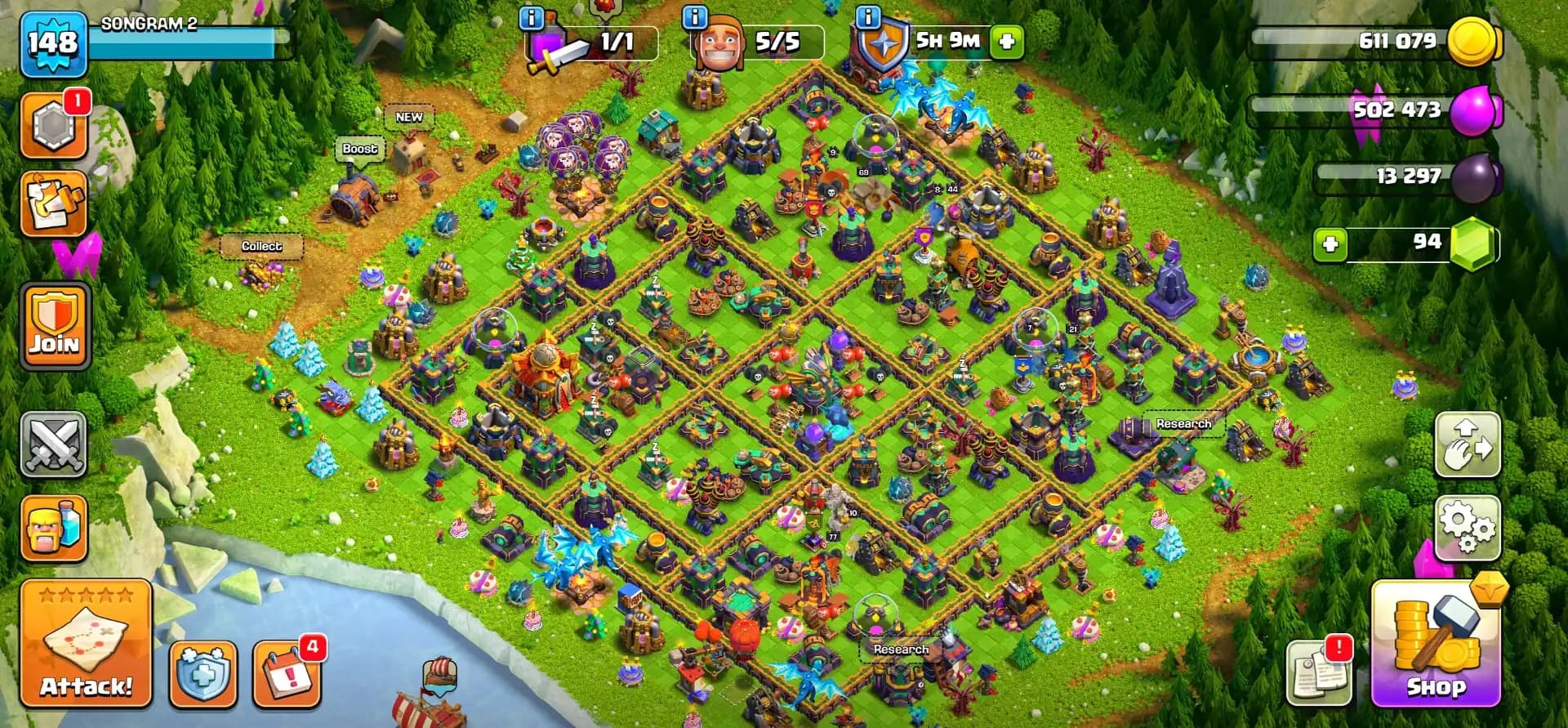 [SUPER DEAL] TH16 NEAR MAX [GOLDEN WALL] HEROES: 69-77-44-44-21 | MAX TYPE DFC | EPIC: SB-18|FA-18|FB-18|GG|MM|RS |618 WS | FULL ACCESS | Old Tree