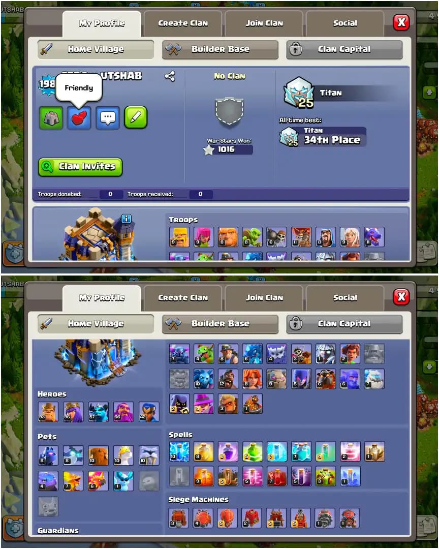 [6500 GEMS] TH18 NEAR  MAX | GG-MAX/OTHERS EPIC HIGH | HEROES: 93-96-57-66-42 | NC YES | MAX DFC | PURPLE WALL | XP-198 | 6B | FULL ACCESS | 6X SKIN
