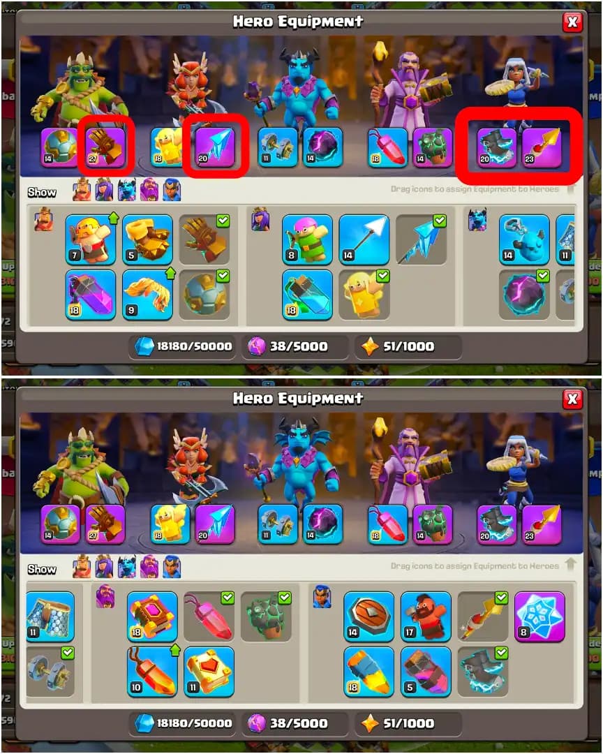 [6500 GEMS] TH18 NEAR  MAX | GG-MAX/OTHERS EPIC HIGH | HEROES: 93-96-57-66-42 | NC YES | MAX DFC | PURPLE WALL | XP-198 | 6B | FULL ACCESS | 6X SKIN