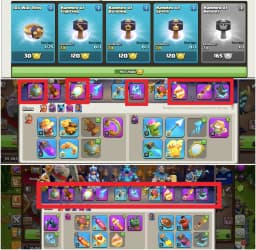 [1 EPIC MAX +3 EPIC 26 LVL +3 EPIC 20 LVL] TH18 NEAR MAX [4000 GEMS] HEROES: 81-81-54-50-37 | MAX TYPE DFC | HIGH WALL | 900 MEDALS | NC YES | BEST DL