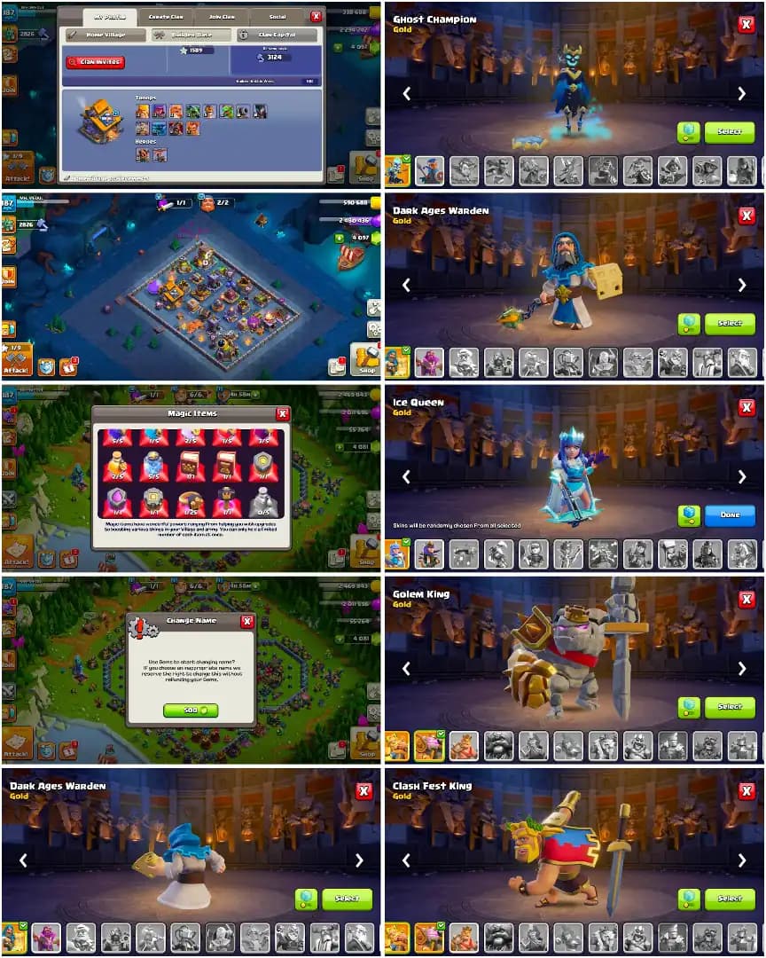 [1 EPIC MAX +3 EPIC 26 LVL +3 EPIC 20 LVL] TH18 NEAR MAX [4000 GEMS] HEROES: 81-81-54-50-37 | MAX TYPE DFC | HIGH WALL | 900 MEDALS | NC YES | BEST DL