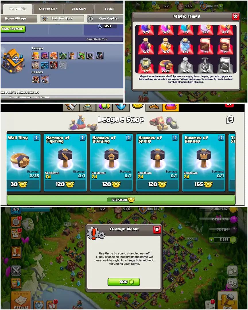 [1200+ Cwl Medals] Th16 Near Max [Best Deal] Nc Yes | Heroes: 83-86-60-60-36 | 2300 Gems | Golden Wall [E Epic 20+ Lvl] Full Access | Joss Profile