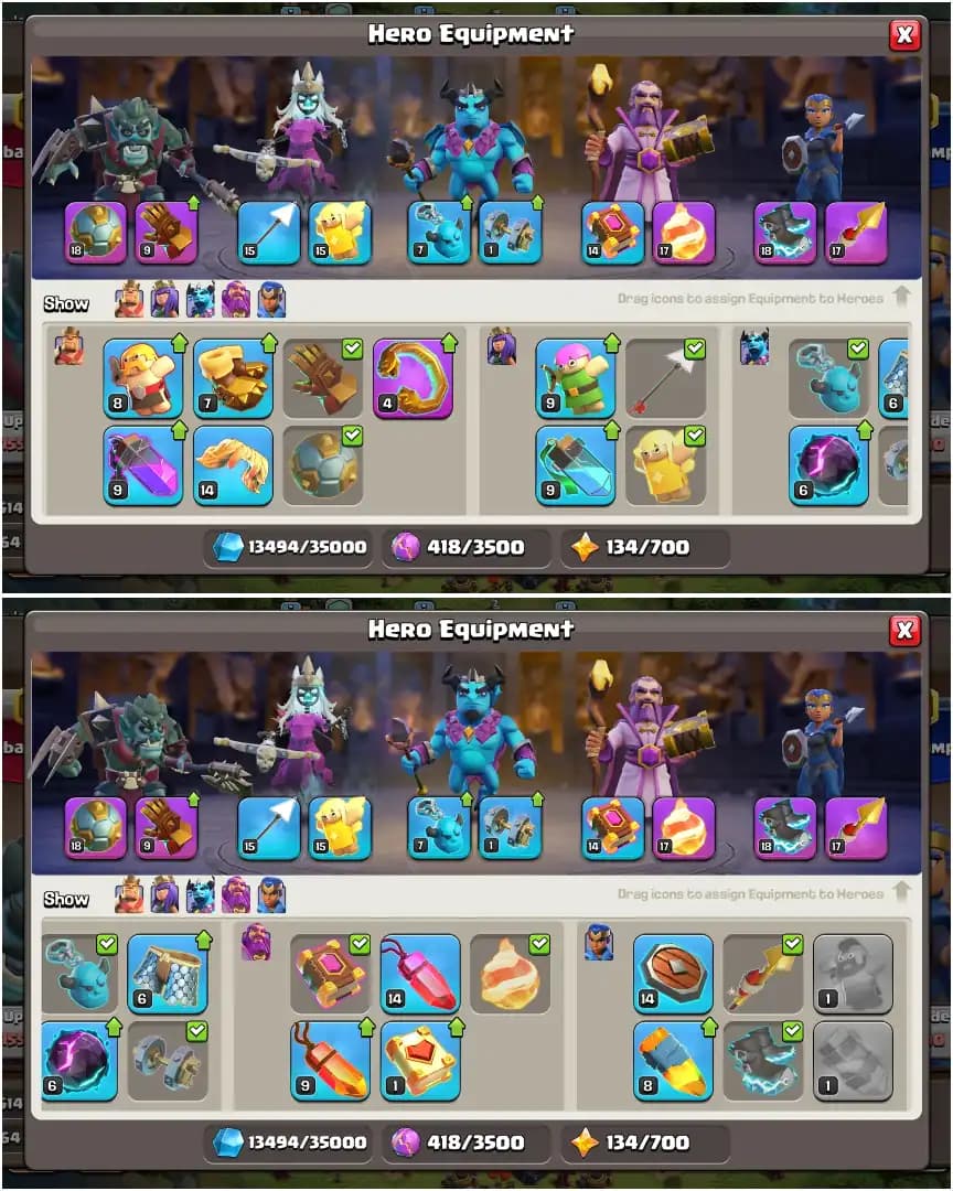 200% MAX [NOTHING LEFT] TH13 FULL MAX ➤ALL EPIC HIGH ➤HEROES: 75-75-50-50-25 ➤NC YES ➤860+WS ➤6B ➤XP-165 | TO BUYER MAIL