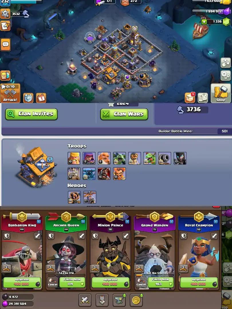 [Hot Offer] Th18 Near Max | Almost 6 Epic Max | Th17 Maxed | B.B Full Max | Heroes: 100-105-90-76-50 | Paid Scenery | Full Access | 2624 Ws