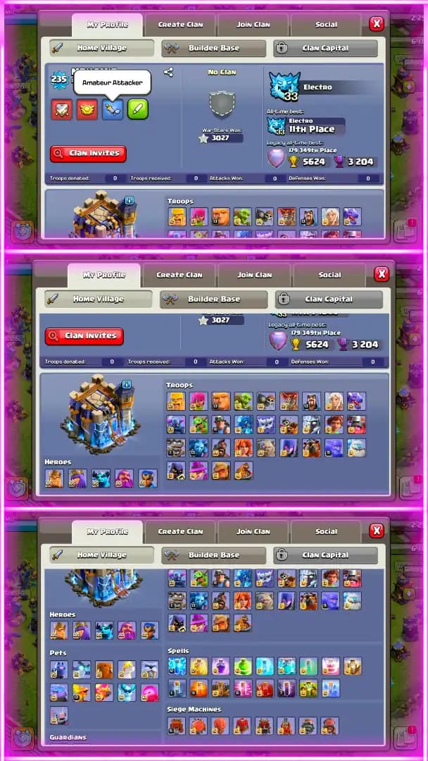 【5 Hero Max➾Wall Max】Th18  Fully Max✪【Global Rarest Equipment Max】✪3 Helper Max✪Very Best Account✪Full Ownership✪