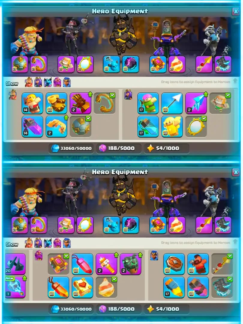 【5 Hero Max➾Wall Max】Th18  Fully Max✪【Global Rarest Equipment Max】✪3 Helper Max✪Very Best Account✪Full Ownership✪