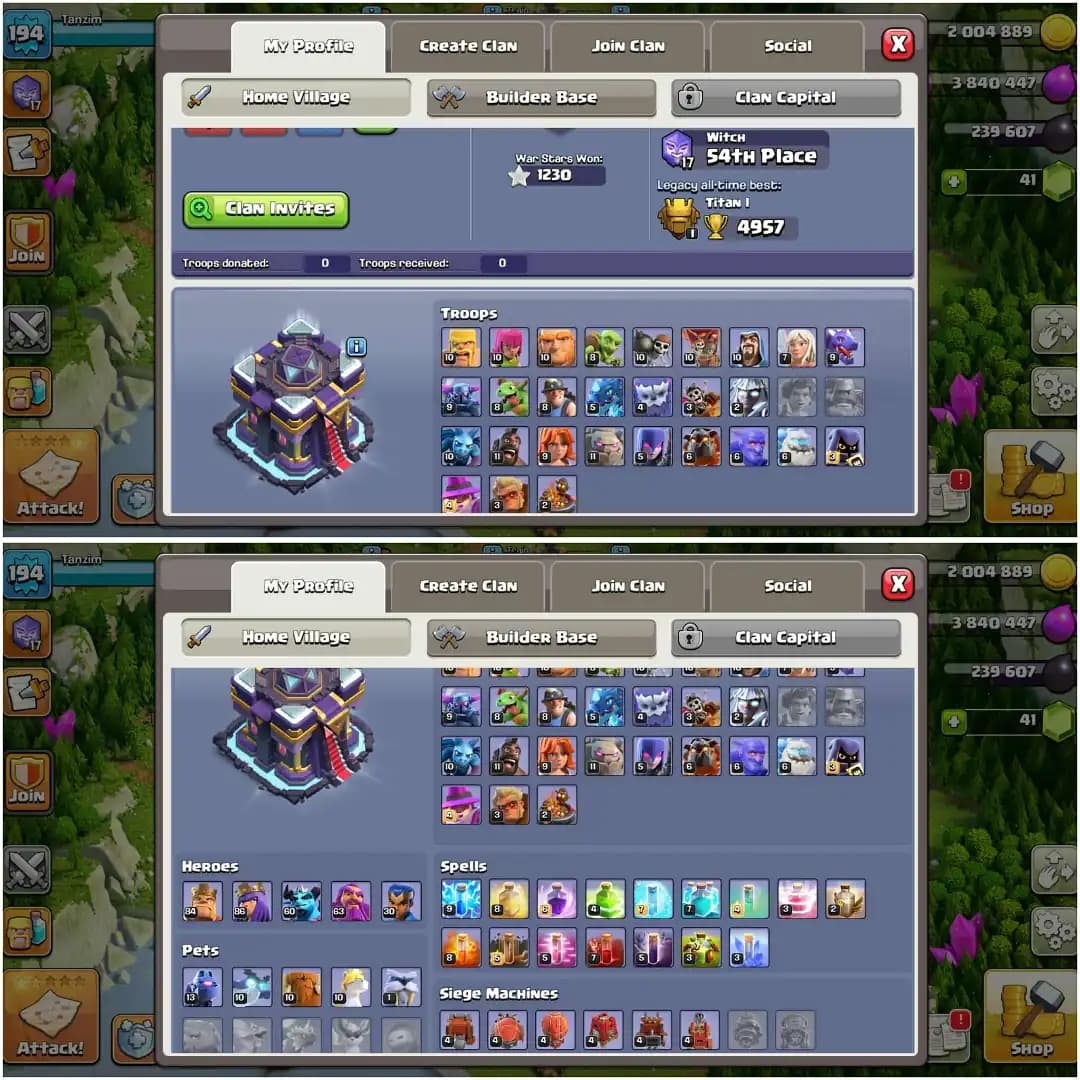 TH 15 ALMOST MAX TIPE✦ BUILDER BASE WOW✦HERO|84|86|60|63|30✦VERY HIGH EPIC✦NC YES✦BUILDER APPRENTICE MAX✦8 HERO SKIN✦WOW PROFILE✦DFC MAX