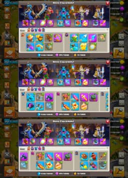 US Local Th18 Near Max➜War Arena Scenery➜10 Epic Max➜5X Scenery➜15X Skins➜League Skin➜Hero:102-103-91-78-53➜3273WS➜Full Access