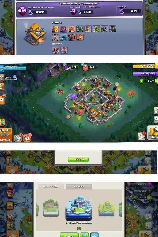 TH 18 Max✓ World Best Rank Account✓ Eoic:-G.G-MAX,R.S-MAX,E.B-26,M.M-26✓Epic Winter scenery✓hero-105-105-90-80-55✓Leg trophy-20k✓22 Hero Skin ✓