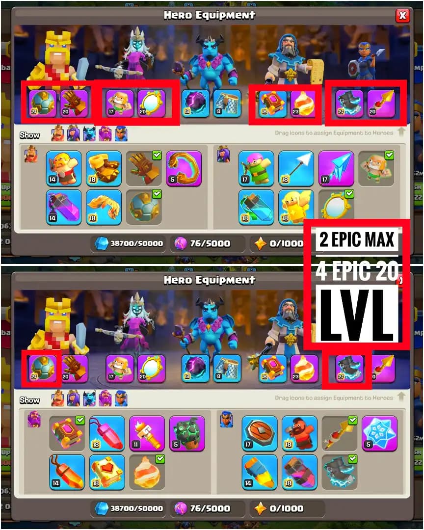 ​[world best deal] Th18 near max | Max dfc [2 epic max+ 4 epic 20 lvl] heroes: 100-100-67-75-52 | 10x skin | xp-224 | high wall | full access