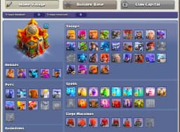 [10 Epic Avl] [Super Cheap] Th16 Near Max [High Hero] Nc Yes | Heroes: 82-86-65-40 | Golden+ Purpel Wall | 6B | 1900 Gems | Full Access | Scenery