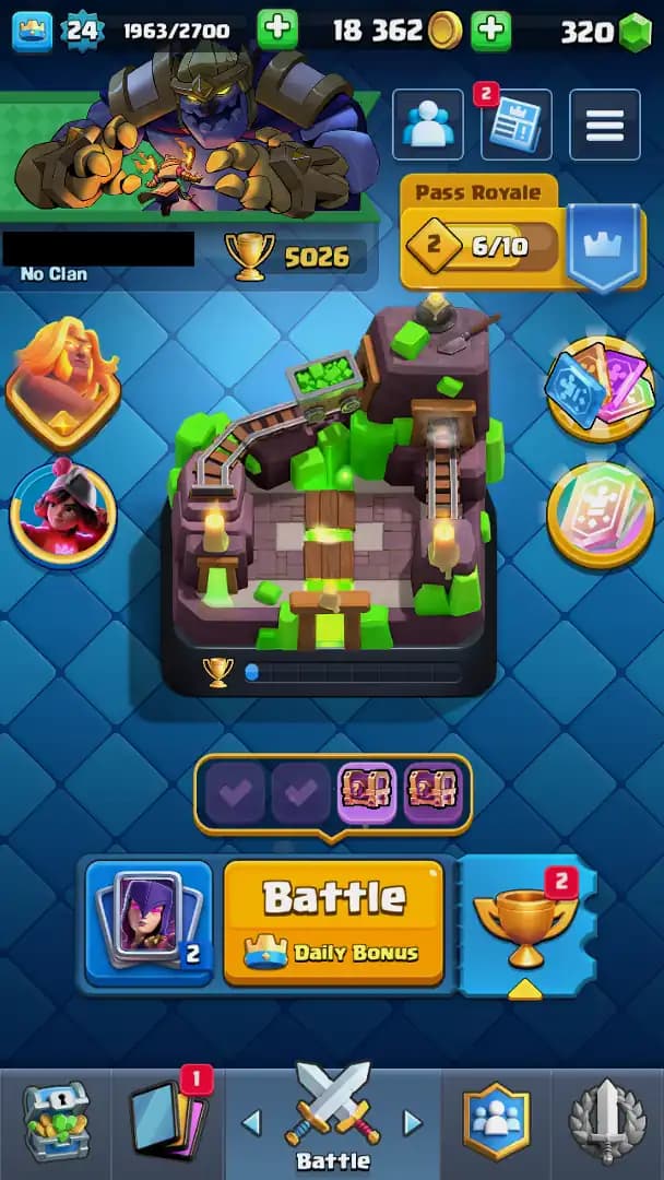 ACC LEVEL 24 | KT LEVEL 9 | ARENA 15 | Trophies 5026 | 85 Cards | 10 Emotes | Free Name Change | 1 Evolution | (Hero Obtainable)