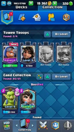 ACC LEVEL 24 | KT LEVEL 9 | ARENA 15 | Trophies 5026 | 85 Cards | 10 Emotes | Free Name Change | 1 Evolution | (Hero Obtainable)