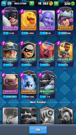 ACC LEVEL 24 | KT LEVEL 9 | ARENA 15 | Trophies 5026 | 85 Cards | 10 Emotes | Free Name Change | 1 Evolution | (Hero Obtainable)