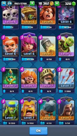 ACC LEVEL 24 | KT LEVEL 9 | ARENA 15 | Trophies 5026 | 85 Cards | 10 Emotes | Free Name Change | 1 Evolution | (Hero Obtainable)