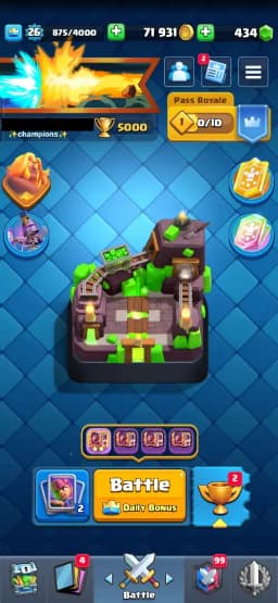 ACC LEVEL 26 | KT LEVEL 10 | ARENA 15 | Trophies 5000 | 92 Cards | 9 Emotes | Free Name Change | 1 Evolution | (Hero Obtainable)