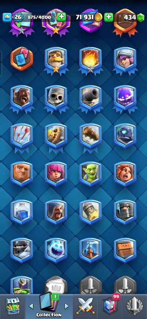 ACC LEVEL 26 | KT LEVEL 10 | ARENA 15 | Trophies 5000 | 92 Cards | 9 Emotes | Free Name Change | 1 Evolution | (Hero Obtainable)
