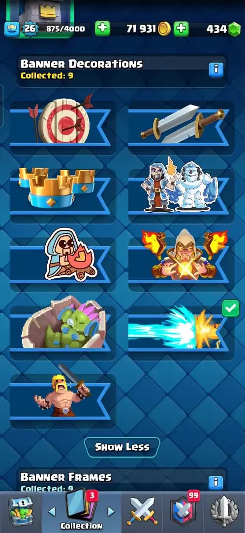 ACC LEVEL 26 | KT LEVEL 10 | ARENA 15 | Trophies 5000 | 92 Cards | 9 Emotes | Free Name Change | 1 Evolution | (Hero Obtainable)