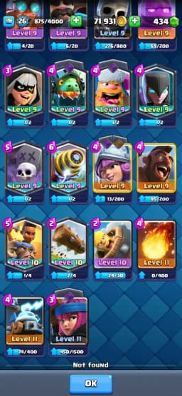 ACC LEVEL 26 | KT LEVEL 10 | ARENA 15 | Trophies 5000 | 92 Cards | 9 Emotes | Free Name Change | 1 Evolution | (Hero Obtainable)