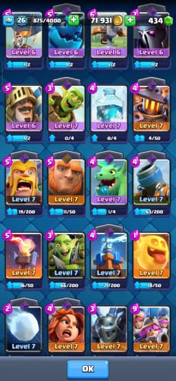 ACC LEVEL 26 | KT LEVEL 10 | ARENA 15 | Trophies 5000 | 92 Cards | 9 Emotes | Free Name Change | 1 Evolution | (Hero Obtainable)
