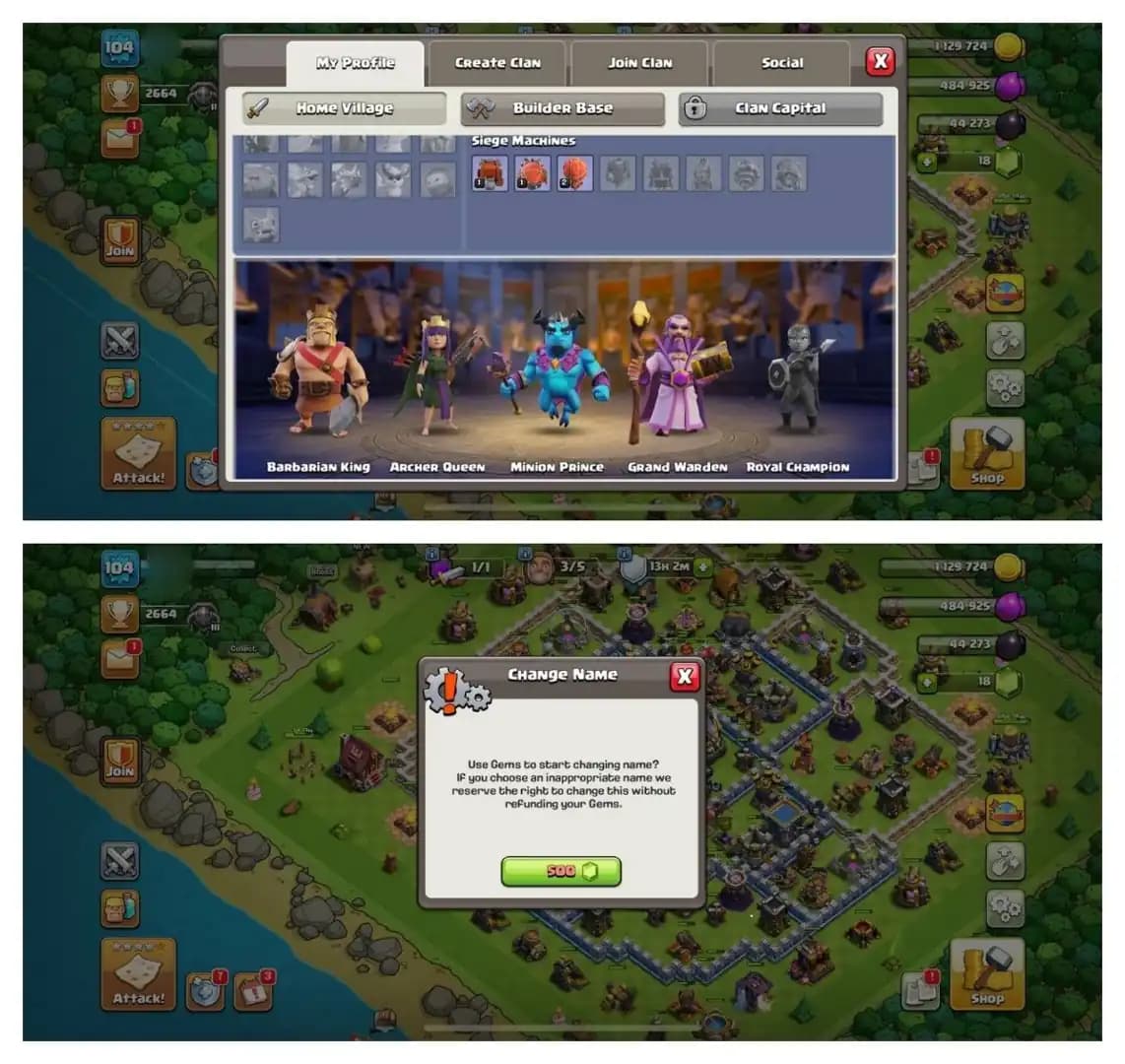 {70% DISCOUNT} TH13 GOOD BASE ⚡️3 EPIC EQUIPMENT⚡️XP-104⚡️HERO 49-52-31-22⚡️500 GEMS NAME CHANGE⚡️MAGIC ITEMS⚡️OP LAB⚡️INSTANT DELIVERY 🚚