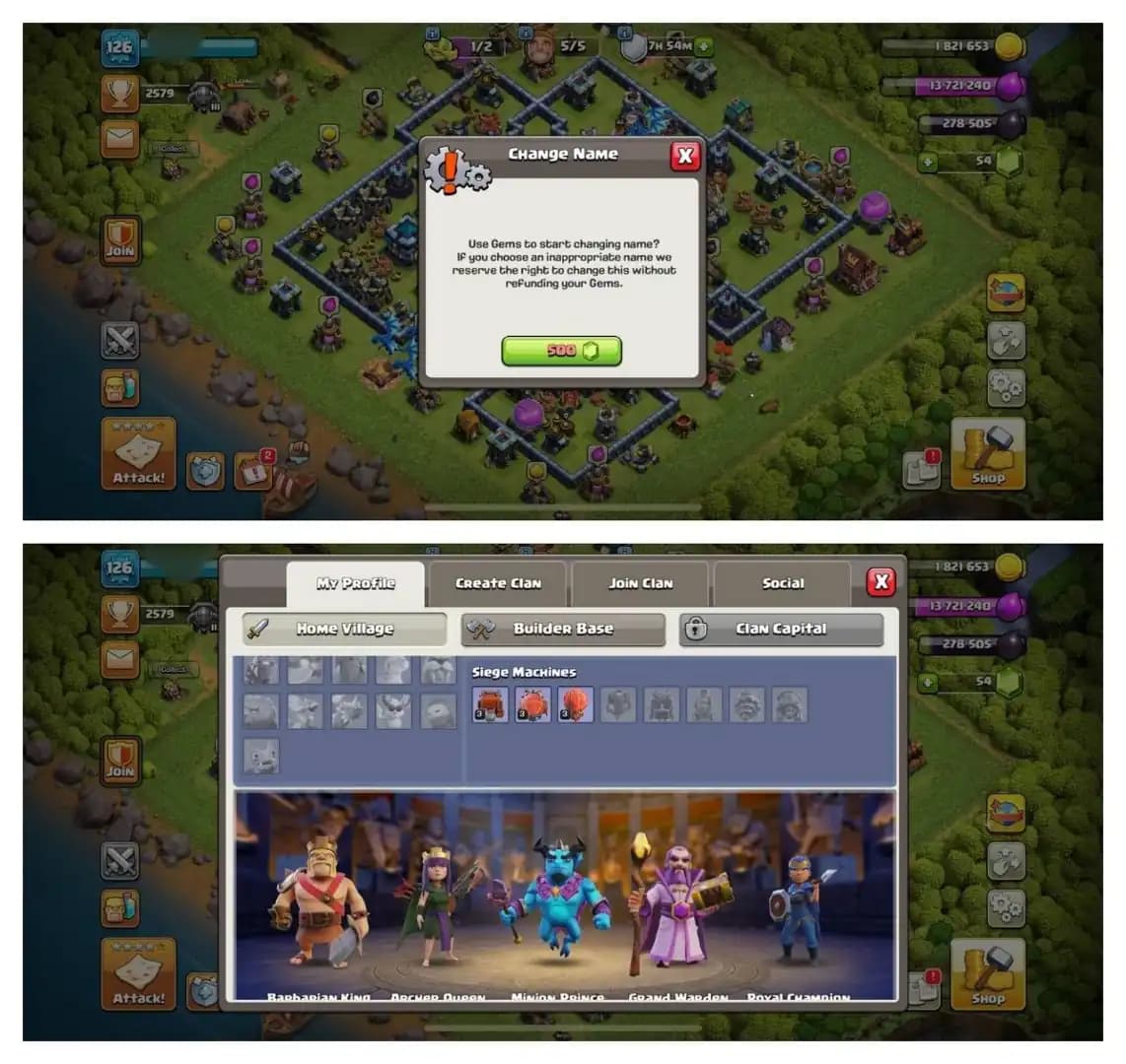 {50% DISCOUNT} TH13 SEMI MAX ⚡️XP-126⚡️HERO 54-57-16-44-13⚡️500 GEMS NAME CHANGE⚡️MAGIC ITEMS⚡️OP LAB⚡️INSTANT DELIVERY 🚚