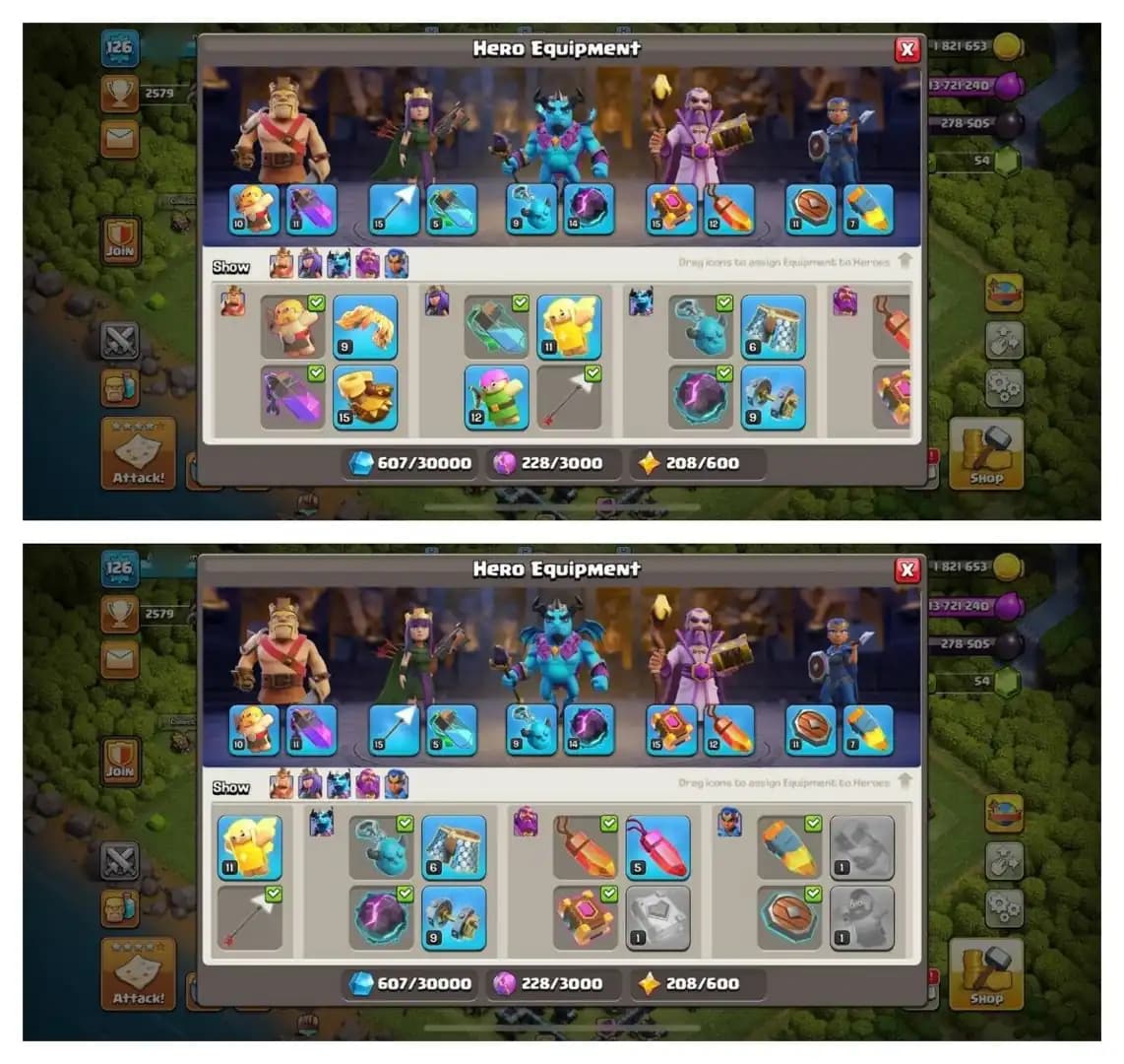 {50% DISCOUNT} TH13 SEMI MAX ⚡️XP-126⚡️HERO 54-57-16-44-13⚡️500 GEMS NAME CHANGE⚡️MAGIC ITEMS⚡️OP LAB⚡️INSTANT DELIVERY 🚚