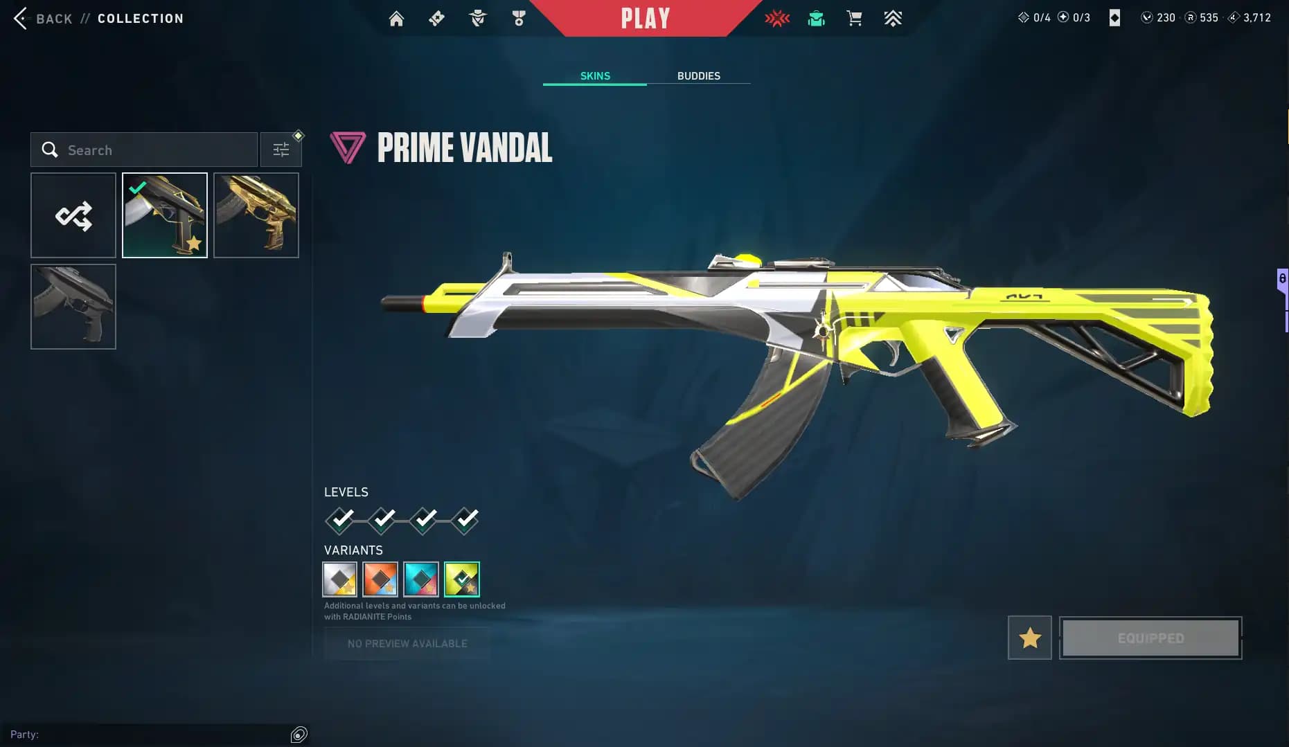 Valorant Account – Level 224 | EU Region | Prime Vandal | Reaver Operator | Recon Phantom | celestial knife | Platinum 3 Peak